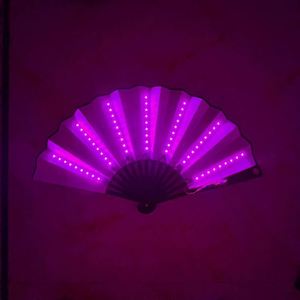 2023 New Coming Led Hand Fan Folding <b>Light</b> up Bamboo Decorative Rave <b>Flash</b> Fan Paper Fans for Party - Product Image 6