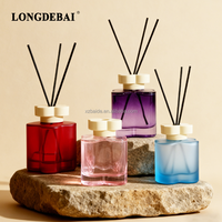 Nouveautés – Bouteille diffuseur de parfum en verre vide, multicolore, 130 ml, 200 ml, cylindrique, avec bouchon à vis, écologique et recyclable