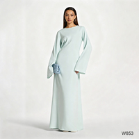 Robe longue maxi élégante 2026 personnalisée à manches évasées, avec ceinture à nouer au dos, coupe ajustée, pour femmes musulmanes, en mélange de lin, idéale pour le quotidien et les occasions formelles