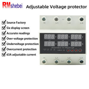 RMshebei調整可能電流電圧プロテクターオートリセット付き6 LEDディスプレイオーバー/アンダー電圧保護DINレール設置 - Product Image 2