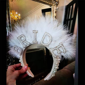 رباط رأس من ريش اللؤلؤ لحفلة العزاب، رباطات شعر للعروسة لحفلة المولود، حبل شعر لحفلات الزفاف، أكسسوارات شعر - Product Image 3