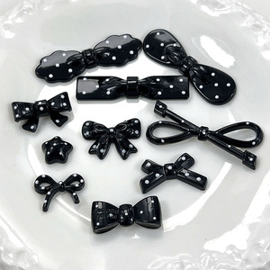Cute Retro Black Polka Dot Bow Hair <b>Clips</b> Plastic Resin DIY Jewelry Accessories For Daily Use - Product Image 1
