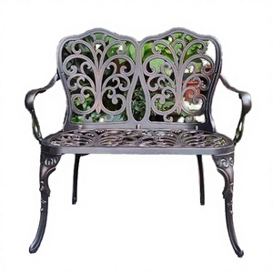 Modern Hotel Outdoor Patio <b>Garden</b> <b>Bench</b> Cast Aluminum Water Resistant -Furniture - Product Image 3