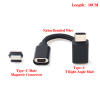 Câble USB-C vers Type-C en T, magnétique, 3A, charge rapide, transfert de données pour téléphones, tablettes, ordinateurs portables