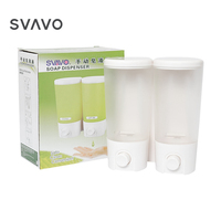 Distributeur de savon manuel à 2 compartiments, 400 ml x 2, à fixer au mur, double pompe pour savon pour les mains, shampoing, gel douche dans la salle de bain