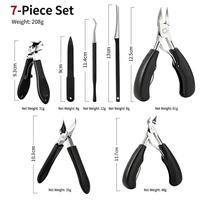 Ensemble de coupe-ongles épais et ciseaux en acier inoxydable et plastique, grande tête courbée, outil de manucure en caoutchouc