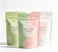 Sachets alimentaires personnalisés pratiques avec fermeture éclair, pochettes en plastique recyclables et sachets stand-up pour matcha, idéaux pour la vente au détail