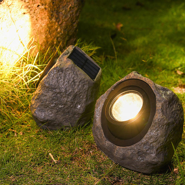 LED Solar Rock Design Stone Light 5000K Daylight IP54 Waterproof Energy Saving for Outdoor Courtyard Garden Pathway Lawn