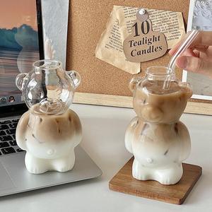 クラシックデザインレストランテディベア型コーヒーカップかわいい漫画耐熱ガラスミルクティーカクテルガラス用ジュースカップ - Product Image 6