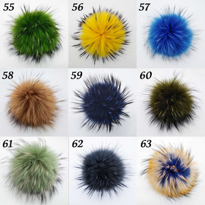 Nouveauté 2026 ZT – Bonnets et chaussons en <span class=keywords><strong>fourrure</strong></span> de raton laveur et renard, doux, moelleux et volumineux, pour enfants et adultes, avec pompon, idéal pour Noël - Product Image 6