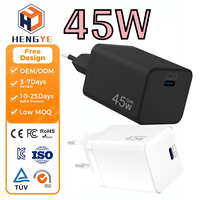 Chargeur mural USB C PD45W super rapide noir et blanc avec logo personnalisé pour ordinateur portable et téléphone portable