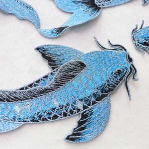 แผ่นผ้าปักลายปลาคาร์ฟแฟนซีแผ่นปักตามประเพณีจีนสีฟ้า - Product Image 3