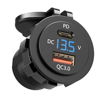 Nouveau Étanche Chargeur Prise QC 3.0 PD Rapide Chargeur avec Affichage de la Tension Adaptateur Allume-cigare pour Moto