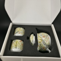 Service à thé en porcelaine 10 oz avec tasses de 4 oz, thé pour deux, théière en céramique, impression personnalisée sur toute la surface, bec verseur lisse, cadeau