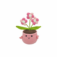 Pots à fleurs en fibre acrylique au crochet, texturés à bulles, color-block, motif petite fleur, style dessin animé pastel, pour la culture et l'artisanat hors ligne