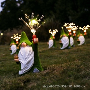 Waterproof Resin Solar <strong>Garden</strong> <strong>Ornaments</strong> for Outdoor <strong>Garden</strong> Lights-<strong>Gnome</strong> Dwarf for Christmas Balcony House Decoration - Product Image 2