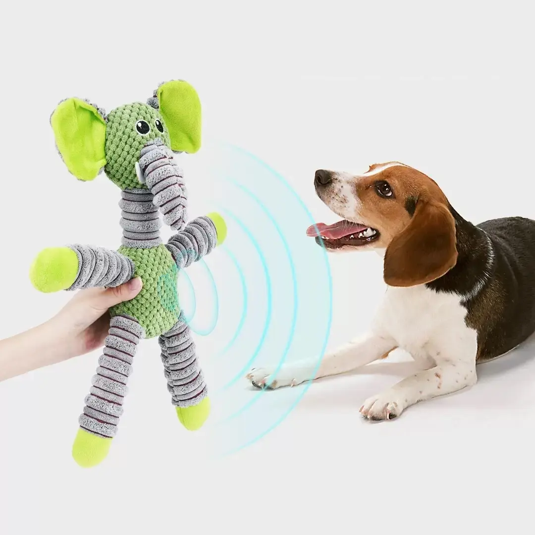 卸売コーデュロイ犬のおもちゃ動物の形のペットぬいぐるみクリーニングトレーニングサウンドロープきしむ犬の噛むおもちゃ