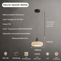 Luminaire suspendu en marbre, style nordique, petite taille, hauteur réglable, LED, pour cuisine et salon
