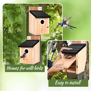 Nichoir rustique en bois massif et maison pour colibris, écologique, multifonctionnel, décoration extérieure, artisanat en bois - Product Image 4