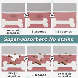 Tapis d'alimentation pour animaux de compagnie, ovale, imperméable, antidérapant, pour gamelle de chien ou de chat, en terre de diatomée, tailles S, M, L, motif dessin animé - Product Image 3