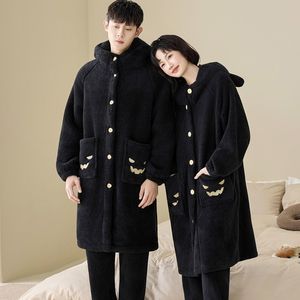 Conjunto <span class=keywords><strong>de</strong></span> Pijamas <span class=keywords><strong>de</strong></span> Franela Gruesa <span class=keywords><strong>de</strong></span> Coral para Parejas, Diseño <span class=keywords><strong>de</strong></span> Oso con Capucha, Térmico, Transpirable, Suave, Cintura Elástica Larga - Product Image 1