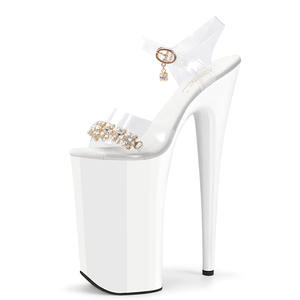 <span class=keywords><strong>Scarpe</strong></span> da Pole Dance con Tacco Alto 26cm, Punta Aperta, Strass Trasparenti, per Donna, Sexy, Fetish, per Feste in Maschera - Product Image 2