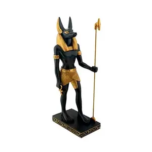 Patung Resin dewa Mesir Anubis, arteact, emas dan gelang