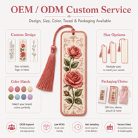 Großhandel Maßgefertigte Lesezeichen mit Rosen-Stickerei und Quaste, Stoff-Lesezeichen mit Personalisiertem Logo, OEM ODM Geschenk vom Hersteller