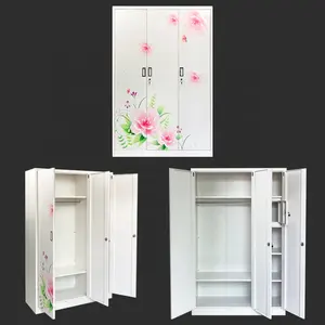 Foshan meubles de chambre à coucher chauds en métal 3 portes armoire lemari pakaian garderobe guarda roupa armoire penderie almari pakaian armadio