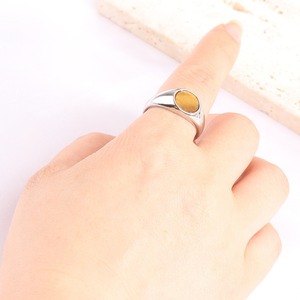 Anillo de acero inoxidable con bisel de piedra azul para mujer, uso diario - Product Image 3