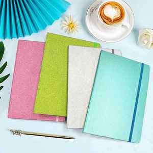 Carnet de notes A5 à couverture rigide en cuir pailleté, 100 feuilles, personnalisable, journaux artistiques, reliure cousue, bande élastique - Product Image 3