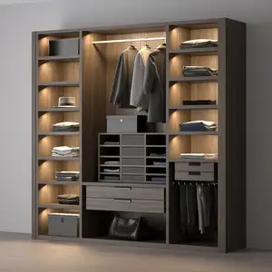Armario de combinación abierta moderno y personalizado, mueble de dormitorio para ropa, armario de metal plegable