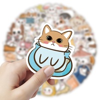 Lot de 50 autocollants décoratifs créatifs en résine, motif chat de dessin animé mignon et amusant, pour vélo, skateboard, voiture, casque, carnet