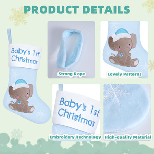 <span class=keywords><strong>Chaussette</strong></span> de Noël pour bébé, en coton, motif éléphant mignon, peluche douce, flocon de neige, souvenir de naissance pour nouveau-né - Product Image 6