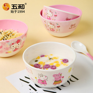 Wuhe Childrens Bowl Melamine Cartoon Design For Kids 2-4 Years Straight Body Anti Slip Bowl - Product Image 2