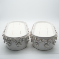Bougie artisanale en pot en céramique long avec pétales blancs, contenants en céramique recyclables, bougie personnalisée pour la décoration de fête et de la maison