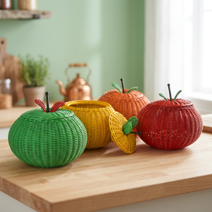 High Quality apple Shape <b>Wicker</b> Fancy Storage <b>Basket</b> With Simple Elegant Modern Design From Cirebon West Java Indonesia - Product Image 3