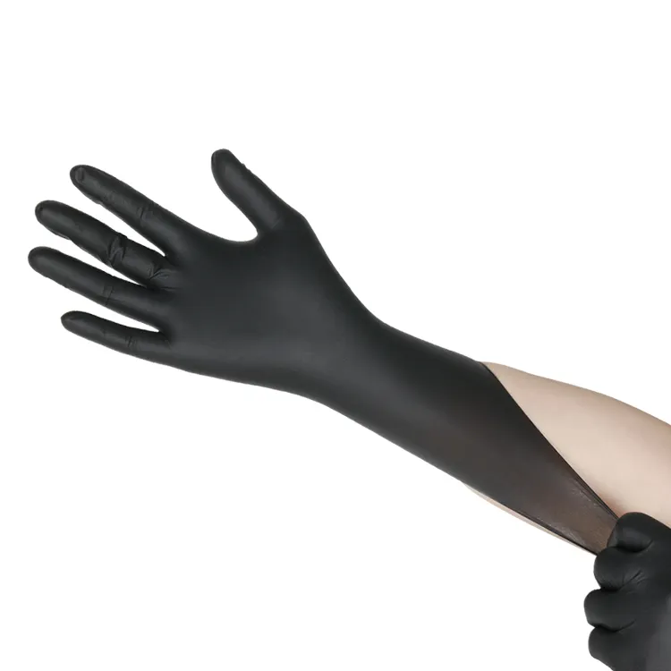 Gants en nitrile sans poudre noire Geloves en nitrile civils jetables de cuisine de haute qualité de l'usine en gros