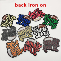 Patchs brodés thermocollants personnalisés pour vêtements et chapeaux, lettres de jour de match de football, pour usine