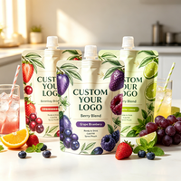 Pochettes souples à bec verseur de qualité alimentaire, personnalisables avec logo, en plastique brillant, 100 ml, 200 ml, pour jus et boissons, impression numérique, OEM