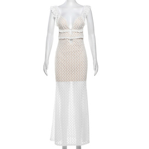 Abito 2024 moda da <span class=keywords><strong>donna</strong></span> primavera/estate stile europeo-abito senza maniche senza spalline con scollo a V puro senza scollo a schiena scoperta senza spalline - Product Image 1