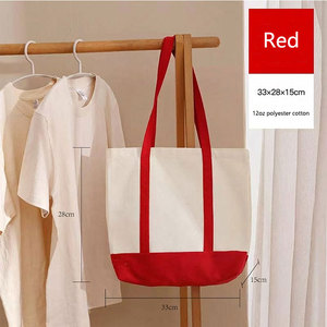 Bolsa de Mano de Lona de Algodón Personalizada, Ecológica, con Diseño de Colores Combinados - Product Image 4