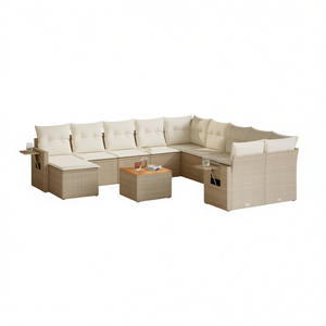 Ensemble de canapés de jardin en rotin beige 6 places, résistant aux intempéries, mobilier d'extérieur au design contemporain - Product Image 1