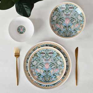 Nouvel ensemble de 24 assiettes de table en porcelaine, service de vaisselle en porcelaine fine, motif floral, assiettes et bols - Product Image 3