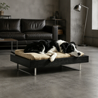 Modernes Luxuriöses Holz-Hundebett für Innen und Außen Minimalistisches Luxus-Haustierbett Handgefertigter Holzrahmen mit Ultra-Weichem Kissen
