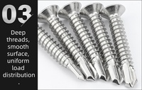 Vis autoperceuses à tête plate en acier inoxydable 304, longueur personnalisée, à empreinte Phillips, mesure standard en pouces M3/M4/M6 pour le métal