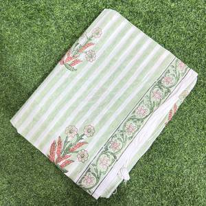 Tela Popelina de Algodón con Rayas Verde Menta y Estampado Floral Coral, 58/60 Pulgadas, Material Textil Transpirable para el Hogar - Product Image 5