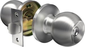 Poignée de <span class=keywords><strong>porte</strong></span> sécurisée, serrure de <span class=keywords><strong>porte</strong></span> d'entrée, fonctionnement à clé, acier inoxydable, bouton de 65 mm/75 mm, finition brossée, installation facile - Product Image 3