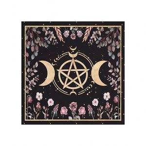 Tarot <b>Tablecloth</b> Table Game Mat March Flowers Moon Phase Altar Cloth Nordic Style Polyester 75x75cm Customizable - Product Image 3