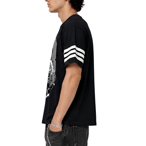 เสื้อยืดแขนสั้นสีดำสำหรับผู้ชาย พิมพ์ลายตัวอักษร สไตล์สตรีท คอกลม ทรงปกติ แห้งเร็ว ผ้าเจอร์ซีย์คอตตอน 100% - Product Image 4
